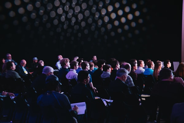 Conference crowd cheering comedy